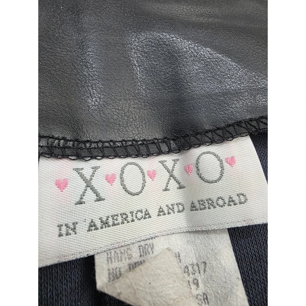 XOXO Black Faux Leather Mini‎ Skirt Solid Short Side Zip Women's Size 9
